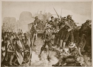 Der Zulukrieg: Verteidigung eines Lagers gegen einen Zulu-Angriff