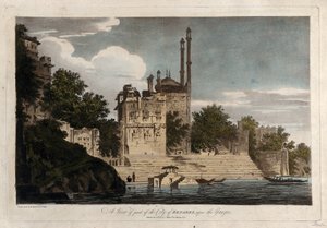 Ansicht eines Teils der Stadt Benares am Ganges von William Hodges