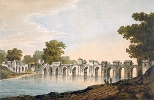 Ansicht der Brücke bei Ilionpoor über den Fluss Goomty, veröffentlicht 1785-88