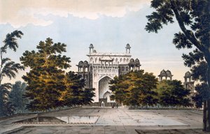 Ein Blick auf einen Teil des Grabmals des Kaisers Akbar in Secundru, 1785-88 (farbige Aquatinta) von William Hodges