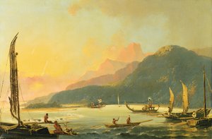 Tahitianische Kriegsgaleeren in der Matavai-Bucht, Tahiti