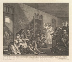 Der Lebensweg eines Wüstlings, Platte 8, [25. Juni 1735] neu aufgelegt 1763