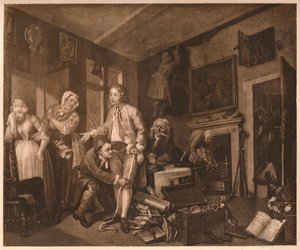 Ein Wüstling Fortschritt, Szene I, 1735 von William Hogarth