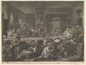 Ein Wahlbankett, Tafel I: Vier Drucke einer Wahl, 24. Februar 1755 von William Hogarth
