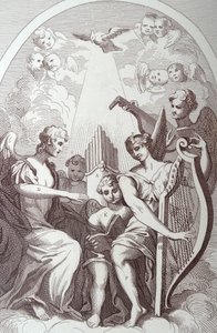 Burleske auf Kents Altarbild in St. Clement Danes von William Hogarth