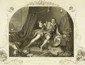 David Garrick als Richard III, Akt V Szene 3, im Stück von William Shakespeare, graviert von Portbury