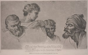 Vier Köpfe aus den Raphael-Kartons in Hampton Court, ca. 1729