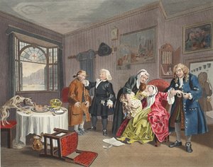 Marriage a la Mode, Tafel VI, Der Tod der Dame, Illustration aus 