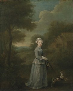 Miss Wood mit ihrem Hund, ca. 1730
