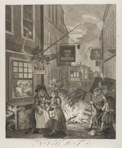Nacht, Tafel vier aus Die vier Tageszeiten von William Hogarth