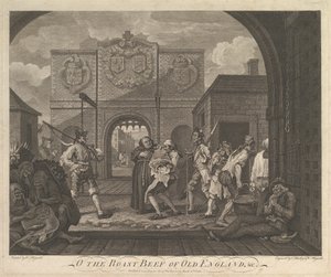 O der Braten von Alt-England - Das Tor von Calais, 6. März 1749 von William Hogarth