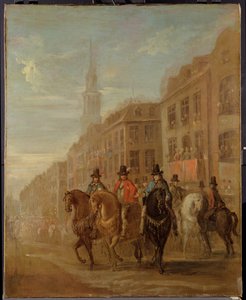 Restaurationsprozession von Karl II. in Cheapside, ca. 1745 von William Hogarth
