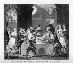 Sancho wird von seinem Arzt ausgehungert von William Hogarth von William Hogarth