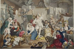 Schauspielerinnen beim Ankleiden in einer Scheune, Illustration aus 