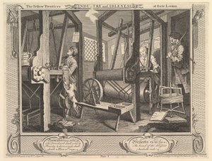 Die fleißigen Lehrlinge an ihren Webstühlen: Fleiß und Faulheit, Platte 1, 30. September 1747