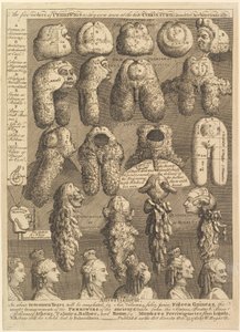 Die fünf Ordnungen der Perücken von William Hogarth