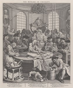 Die vierte Stufe der Grausamkeit: Die Belohnung der Grausamkeit von William Hogarth