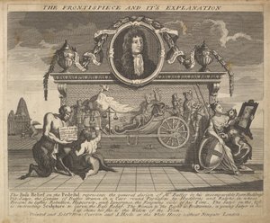 Das Frontispiz und seine Erklärung, Platte 1: Illustrationen zu Samuel Butlers Hudibras (1725-30) von William Hogarth
