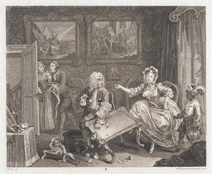 Die Dirne findet einen Beschützer, entworfen 1732, gedruckt 1744