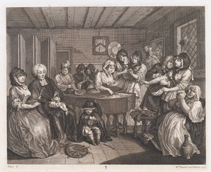 Das Begräbnis der Dirne, entworfen 1732, gedruckt 1744 von William Hogarth
