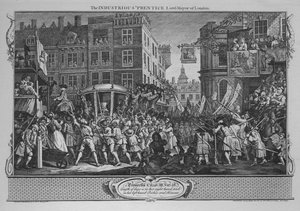 Der fleißige Lehrling, Lord-Mayor von London - Platte 12 aus Fleiß und Müßiggang, 1747