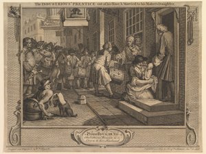 Der fleißige Lehrling nach Ablauf seiner Lehrzeit und verheiratet mit der Tochter seines Meisters: Fleiß und Faulheit, Tafel 6 von William Hogarth