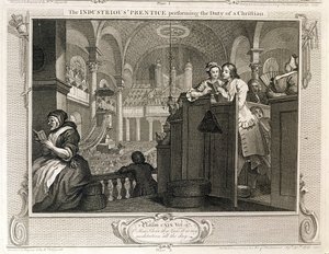 Der fleißige Lehrling, der die Pflicht eines Christen erfüllt, Platte II von 