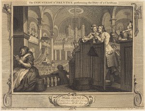 Der fleißige Lehrling, der die Pflichten eines Christen erfüllt von William Hogarth