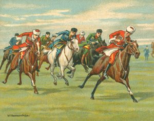 Historische und moderne Rennen, Kosakenpferderennen (Chromolithografie)