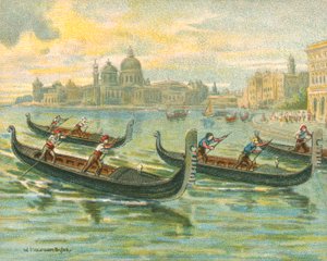 Historische und moderne Rennen, Gondelrennen (Chromolithografie)
