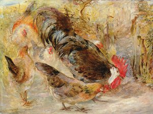 Scheunentor-Hühner (Rhode Island Reds), 1860 von William Huggins