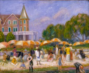 Strandsonnenschirme in Blue Point, ca. 1915