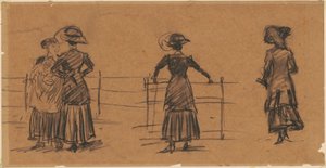 Studien von Frauen am Parkgeländer
