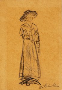 Frau mit breitkrempigem Hut