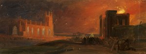 Bristol-Unruhen: Das Gefängnis brennt und St. Pauls, Bedminster, ca. 1831 von William James Muller