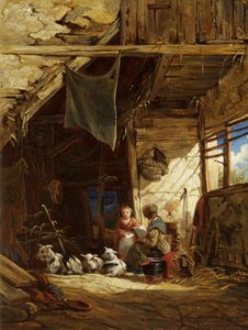 Innenraum mit Ziegen - Bettws-y-Coed von William James Muller