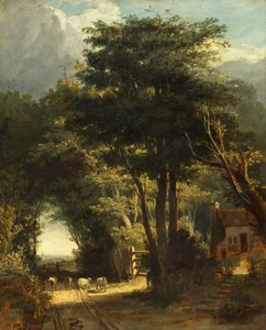 Landschaft mit der Kirche von Frenchay in der Ferne