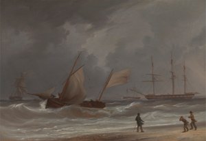 Ein Lugger treibt bei Sturm an Land von William Joy