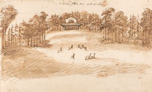 Entwurf für einen Pavillon in einem Hirschpark