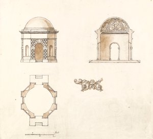 Achteckiger Tempel im Shotover Park, Oxfordshire: Plan, Schnitt und Erhebung