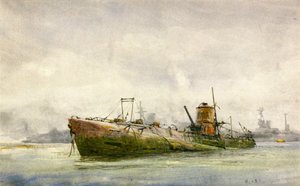 Ein kapituliertes und gestrandetes U-Boot, Portsmouth von William Lionel Wyllie