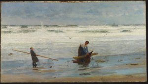 Sammeln von Treibholz, Holland, 1877 von William Lionel Wyllie