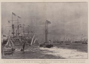 Li Hung Changs Inspektion der Flotte vor Spithead, die königliche Yacht Alberta passiert die Schlachtschiffe