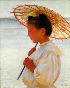 Mädchen mit chinesischem Sonnenschirm