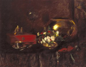 Stillleben: Messingschale von William Merritt Chase