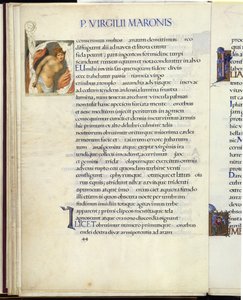 Kassandra gebunden, Seite 44 aus Virgils "Aeneis" von William Morris