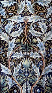 Wandverkleidungstafel (66 Fliesen) hergestellt von William Morris und William Frend de Morgan in Fayence