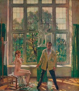 Selbstporträt mit Modell, ca. 1905, ca. 1932