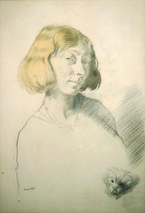 Vera Hone und ihr Hund, ca. 1912