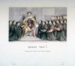 Heinrich VIII. gewährt die Charta an die Barber Surgeons, 16. Jahrhundert, 1817 von William P Sherlock